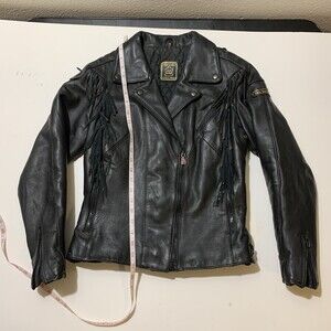 Hein Gericke Leather Jacket Vintage Fringed Motorcycle Small 1980s Harley Biker